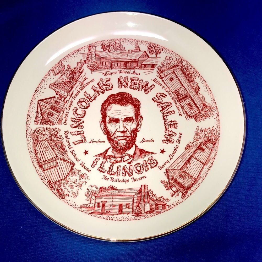 Lincoln new salen Illinois ceramic plate 7”
